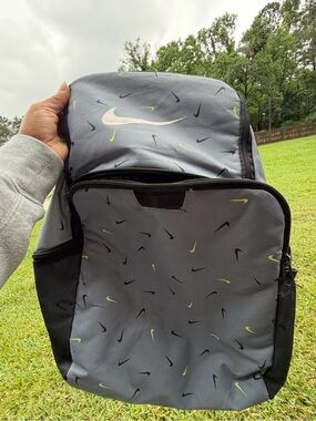 Nike Gray Backpack with Neon Yellow Accents